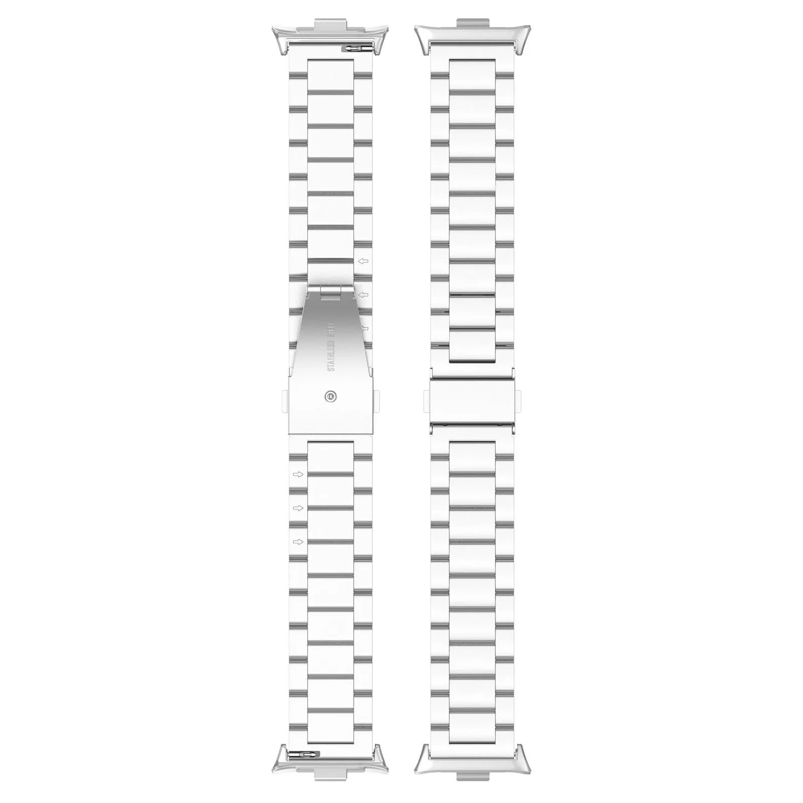 Steel Strap, laid flat, separate parts, top and underside view
