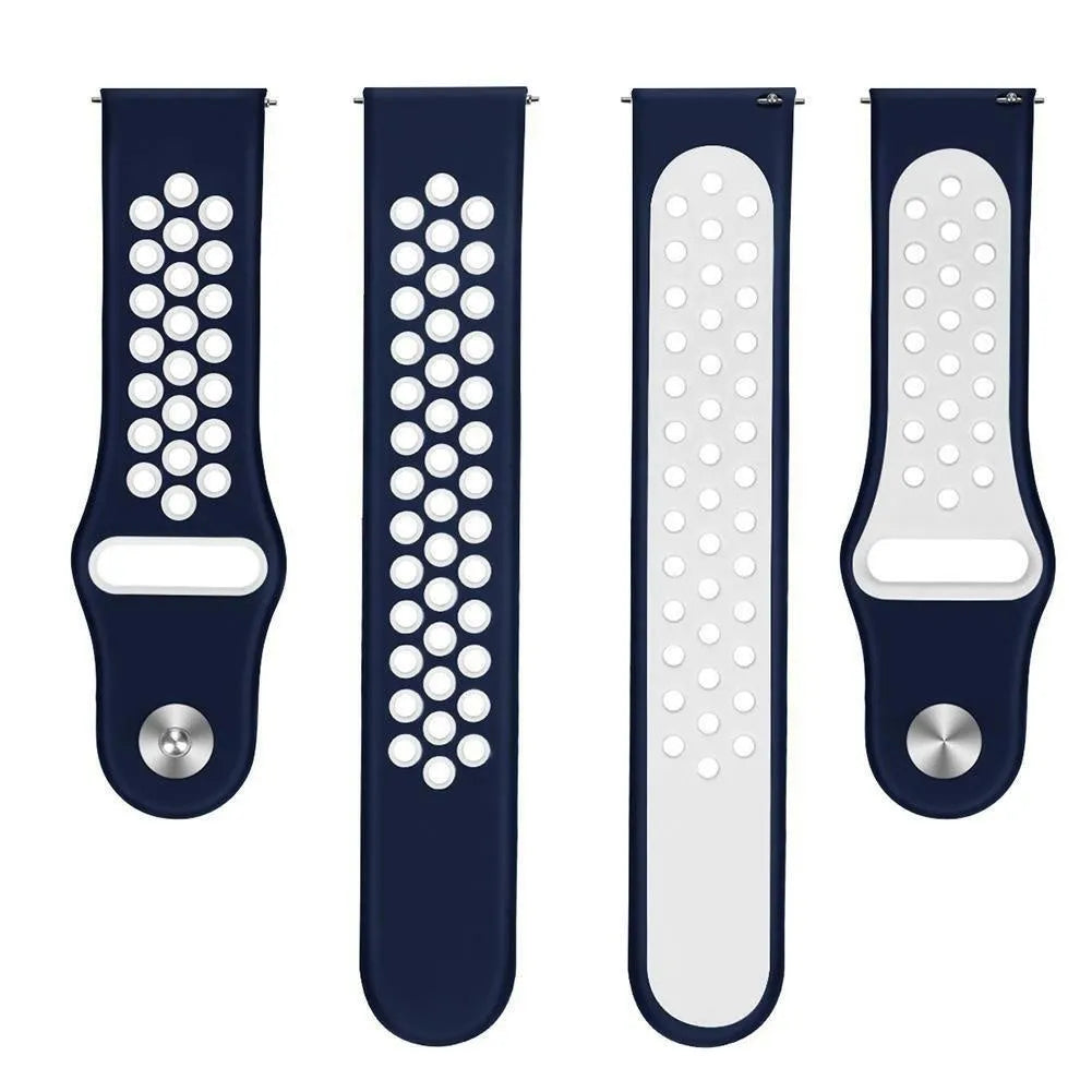 Silicone Sport Strap, laid flat, separate parts, top and underside view