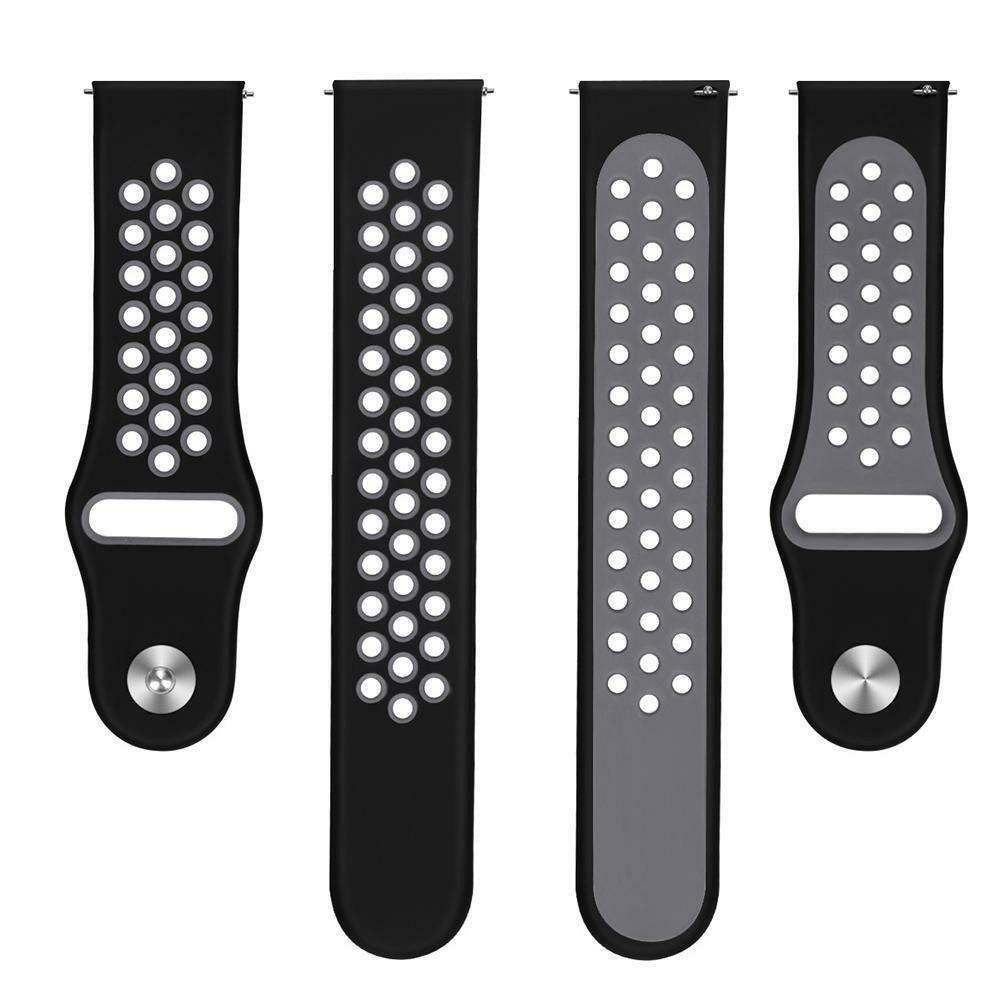 Silicone Sport Strap, laid flat, separate parts, top and underside view