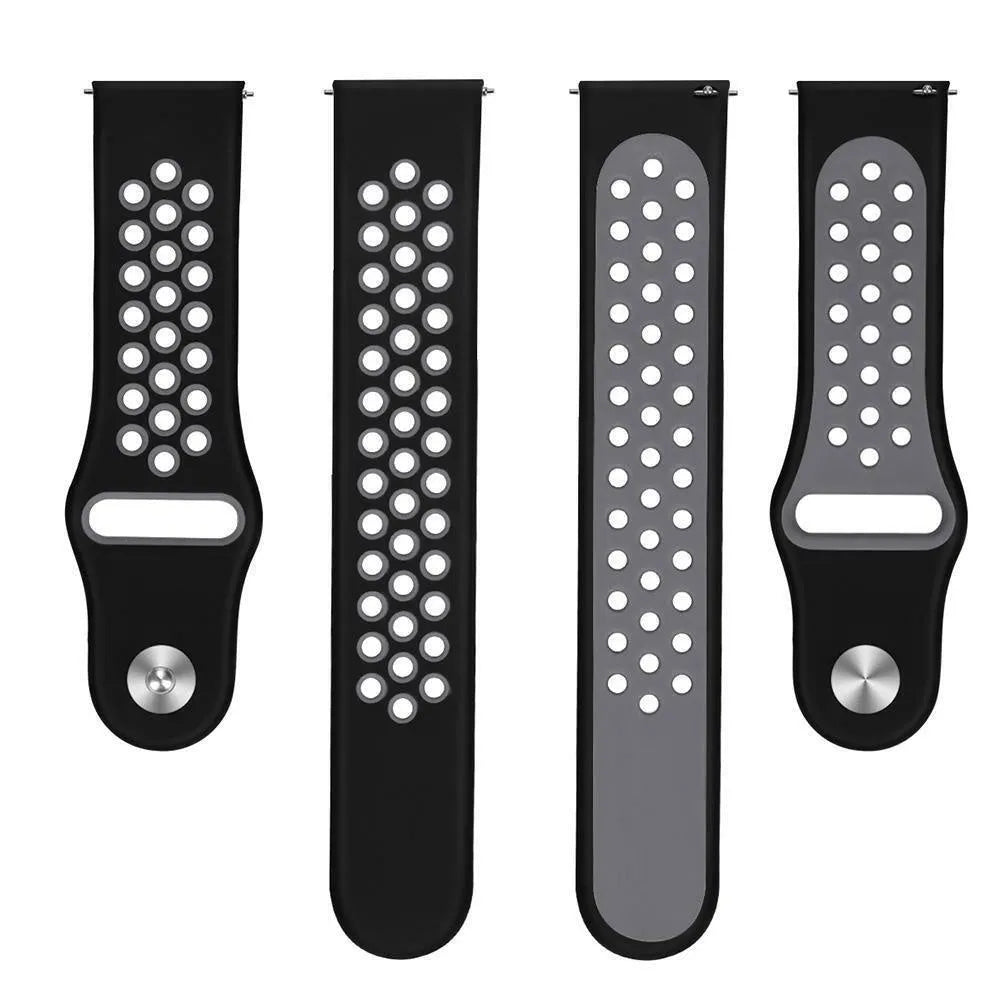 Silicone Sport Strap, laid flat, separate parts, top and underside view