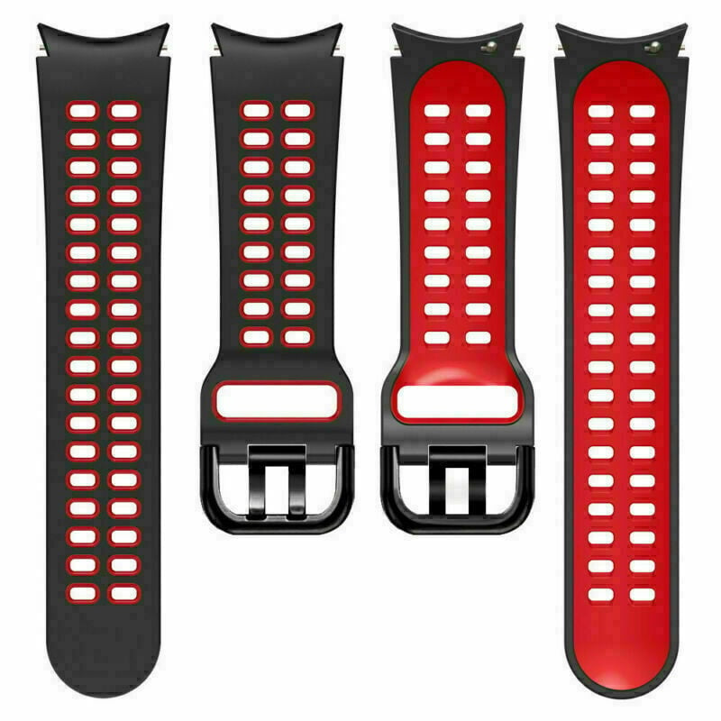 Silicone Squared Sport Strap, laid flat, separate parts, top and underside view