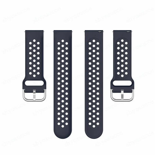 Breathable Silicone Strap, laid flat, separate parts, top and underside view