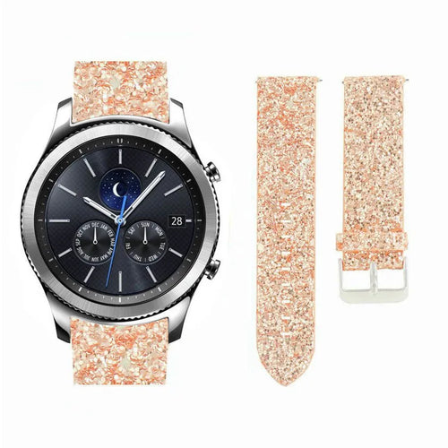 Leather Strap with Glitters, laid flat, separate parts, top and underside view