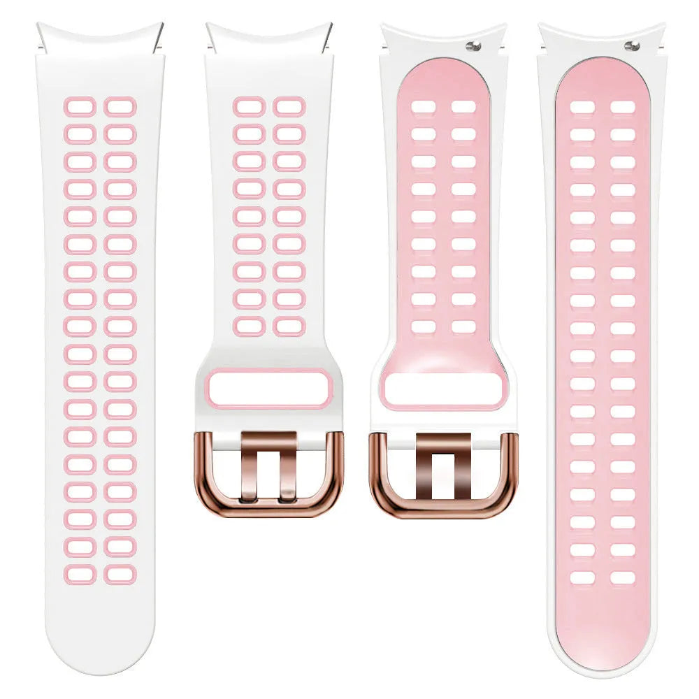 Silicone Squared Sport Strap, laid flat, separate parts, top and underside view