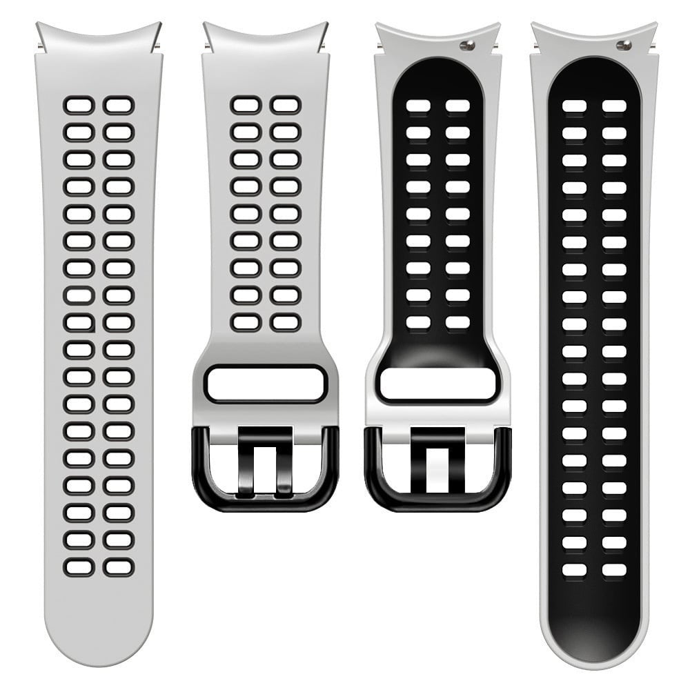 Silicone Squared Sport Strap, laid flat, separate parts, top and underside view
