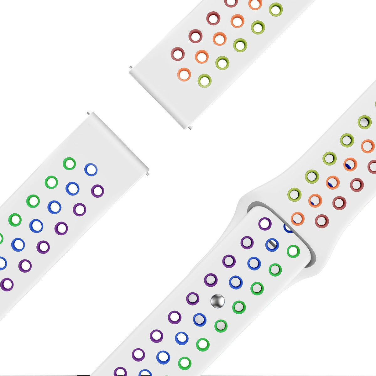 Silicone Sport Strap 'Deluxe', laid flat, joined, 45° top view