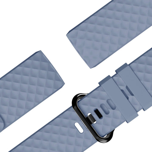 Silicone Strap 'Classic', grey-blue, laid flat, joined, 45° top view