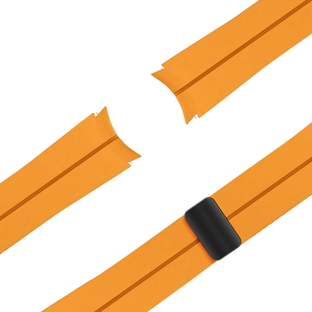 D-Buckle Silicone Strap, yellow, laid flat, joined, 45° top view