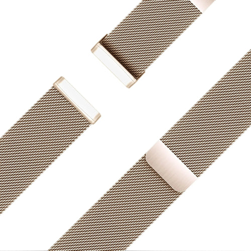 Milanese Loop Strap, rose gold, laid flat, joined, 45° top view