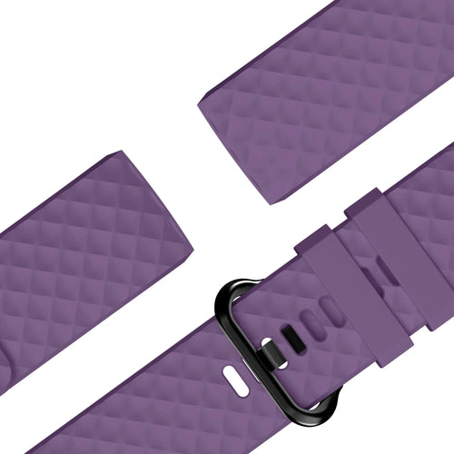 Silicone Strap 'Classic', purple, laid flat, joined, 45° top view