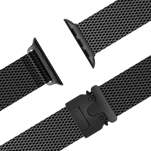 Bandz Apple Watch Milanese loop band met P-buckle (zwart)