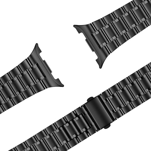 Bandz Samsung Galaxy Watch 8 Classic stalen band 'Deluxe' (zwart)