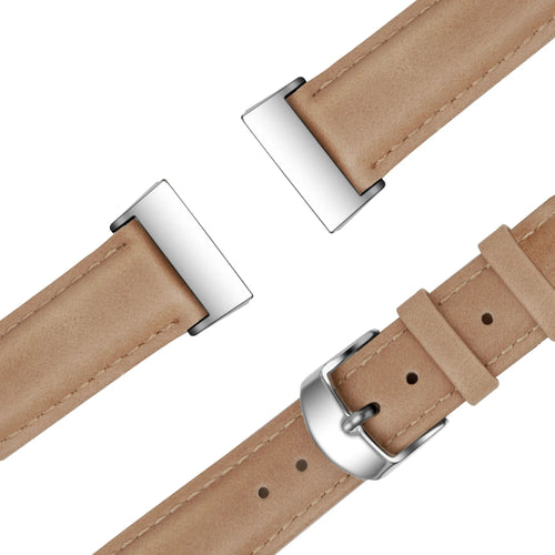 Genuine Leather Strap, brown, laid flat, joined, 45° top view