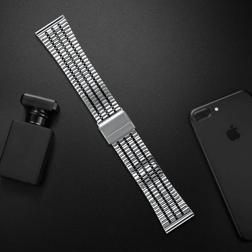 Fine Steel Strap, silver/black, laid flat, joined, 45° top view
