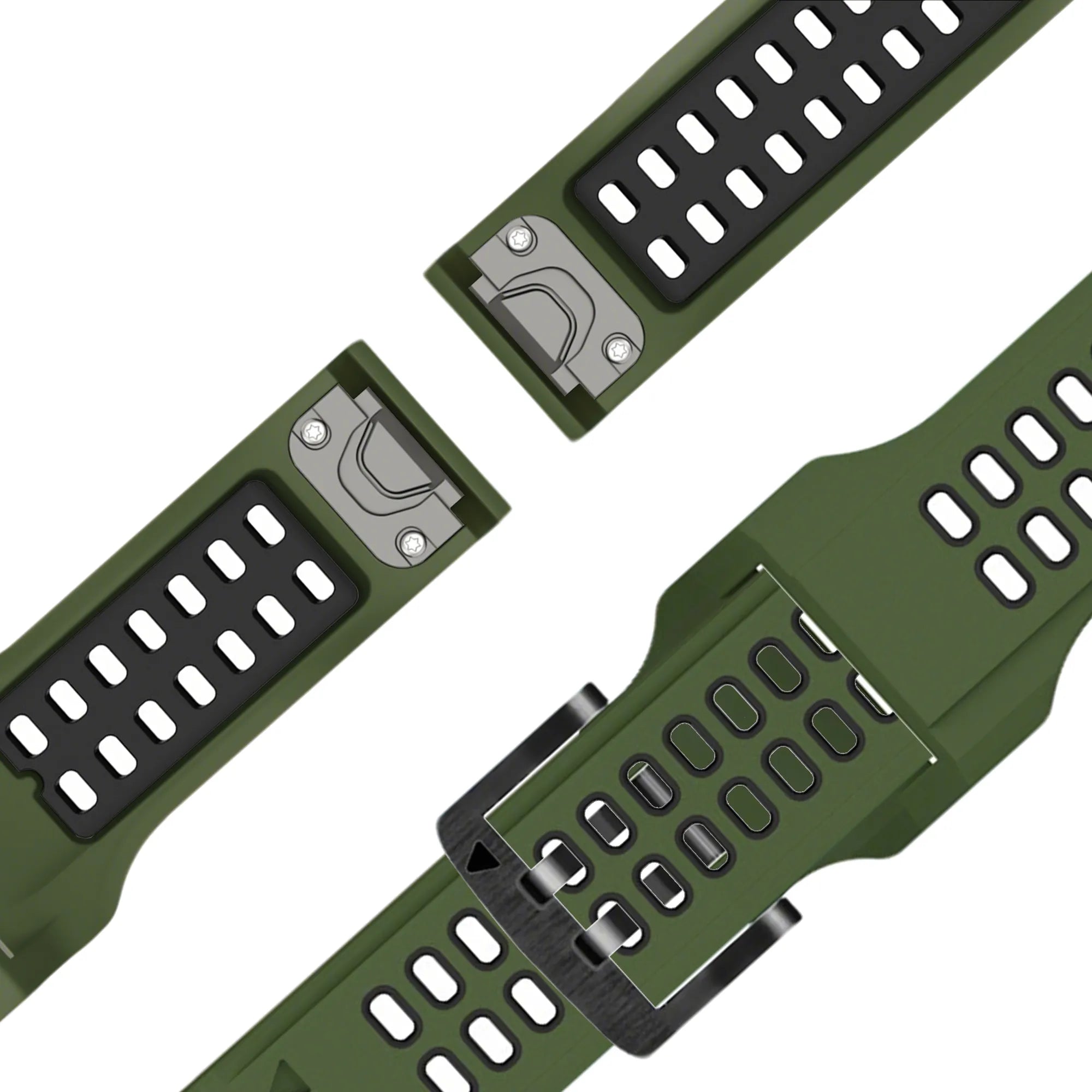 Bandz Garmin Forerunner 965 Buckled Sport Strap (Green/Black)