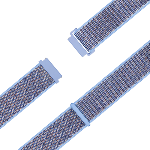 Nylon Loop Strap, azure blue, laid flat, joined, 45° top view