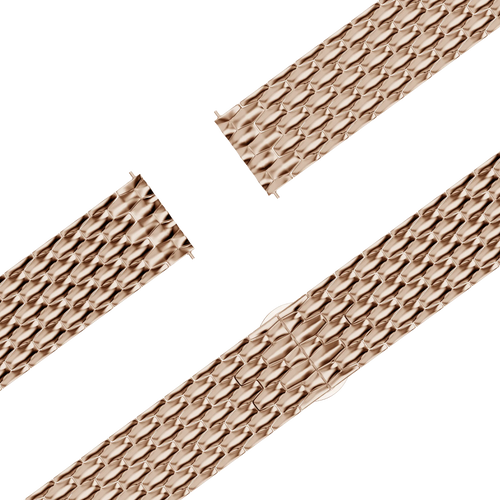Steel Strap 'Dragon', rose gold, laid flat, joined, 45° top view