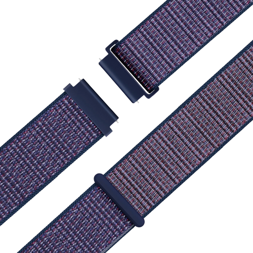 Nylon Loop Strap, indigo, laid flat, joined, 45° top view