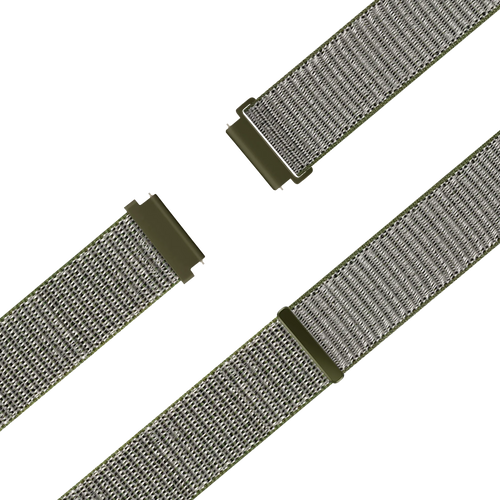 Nylon Loop Strap, olive green, laid flat, joined, 45° top view