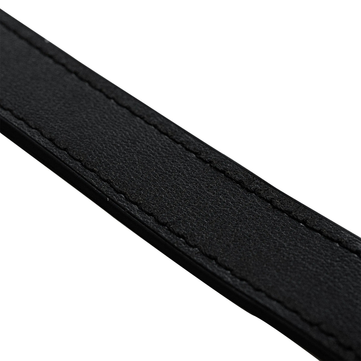 D-Buckle Leather Strap, black, laid flat, joined, 45° top view