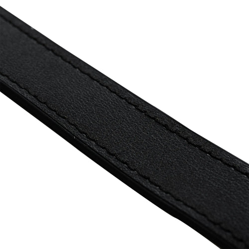 D-Buckle Leather Strap, black, laid flat, joined, 45° top view