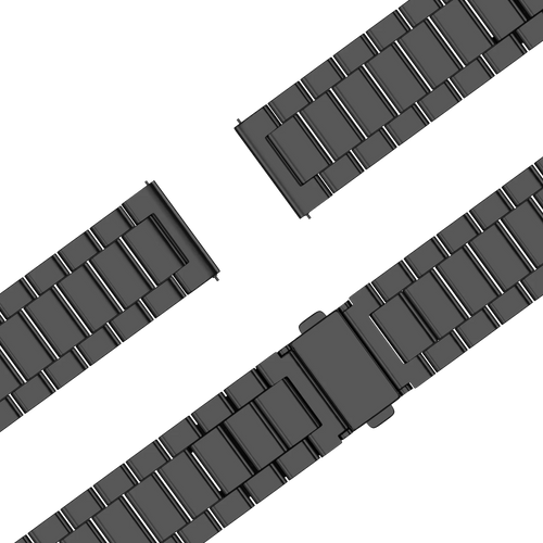 Steel Strap 'Classic', black, laid flat, joined, 45° top view