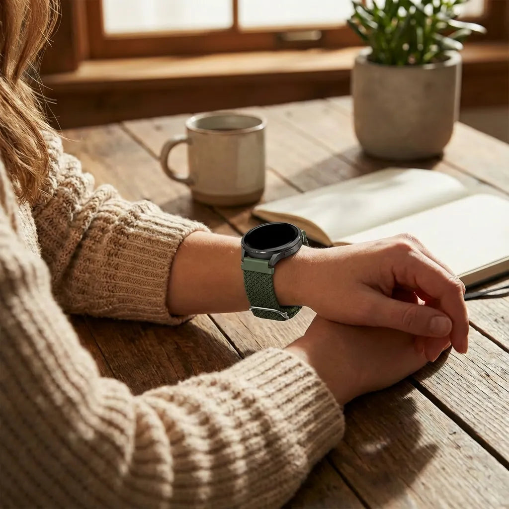 Braided Nylon Strap, green, lifestyle photo