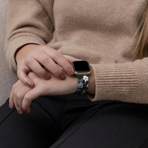 Grey Flower Apple Watch Strap
