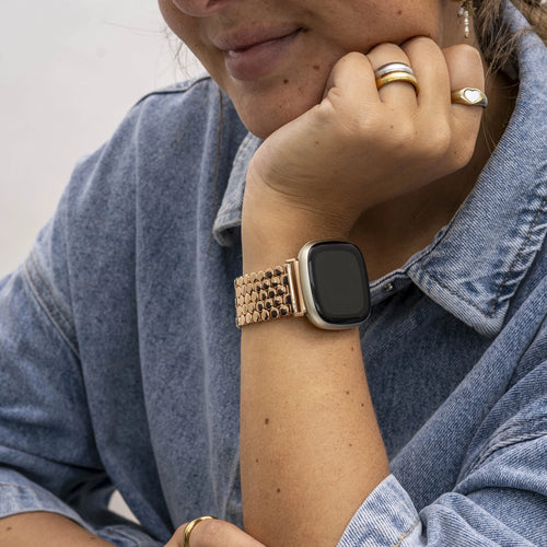 Bracelet acier poisson Fitbit Versa 3 (or rose)