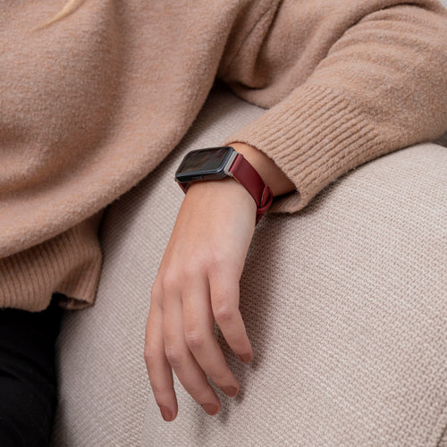 Bracelet cuir Huawei Band 10 (vin rouge)