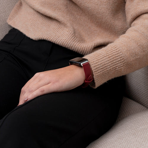 Bracelet cuir Huawei Band 10 (vin rouge)