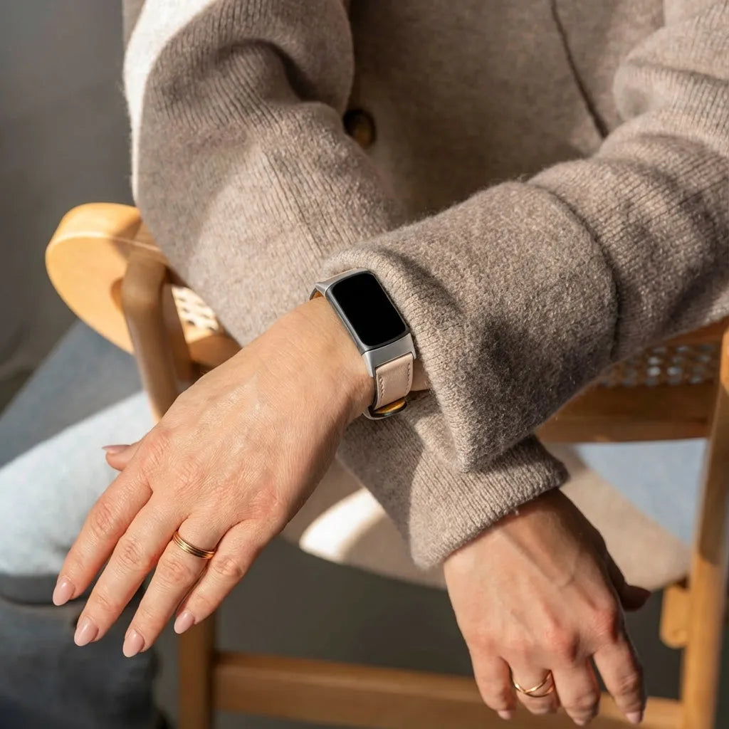 Fitbit Charge 6 Modern Leather Strap (Light Beige)