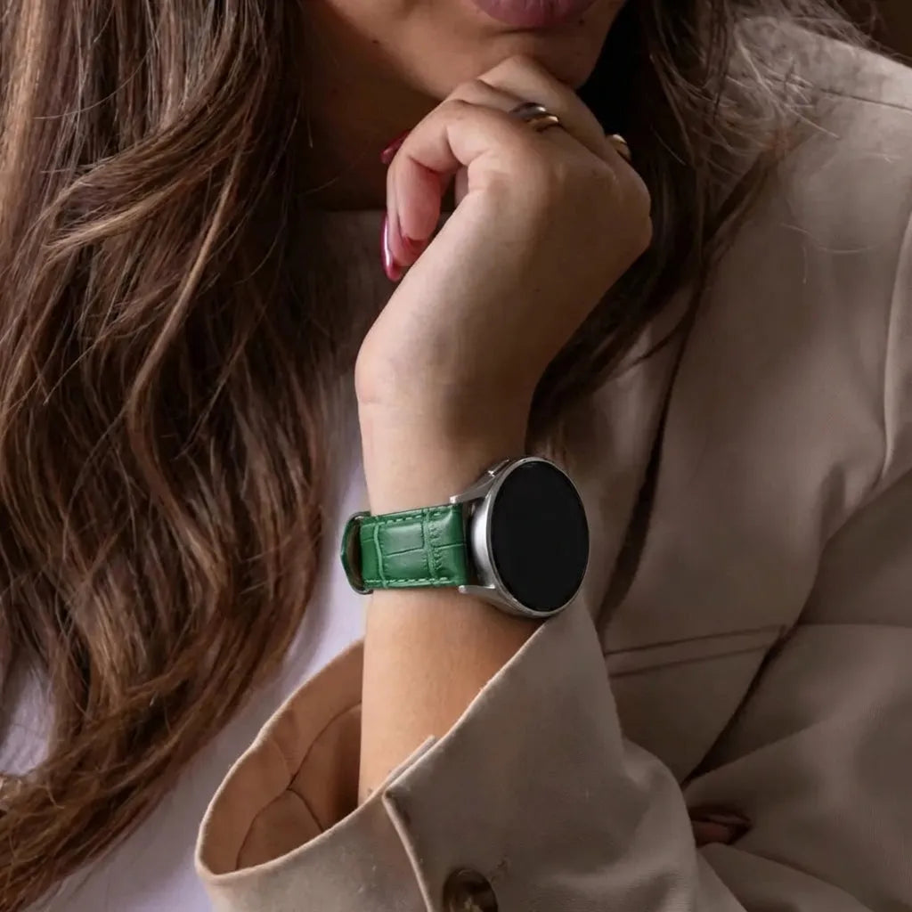 Polar Ignite 3 Lederarmband mit Krokoprägung (Grün)