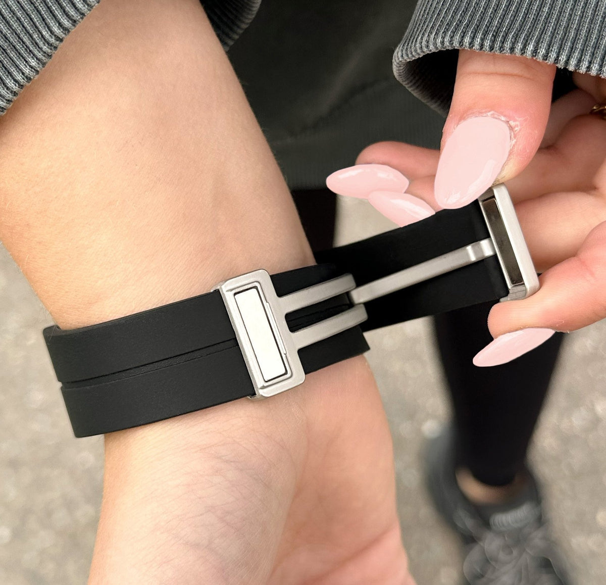 Silicone Magnetic Sport Strap, black, lifestyle photo