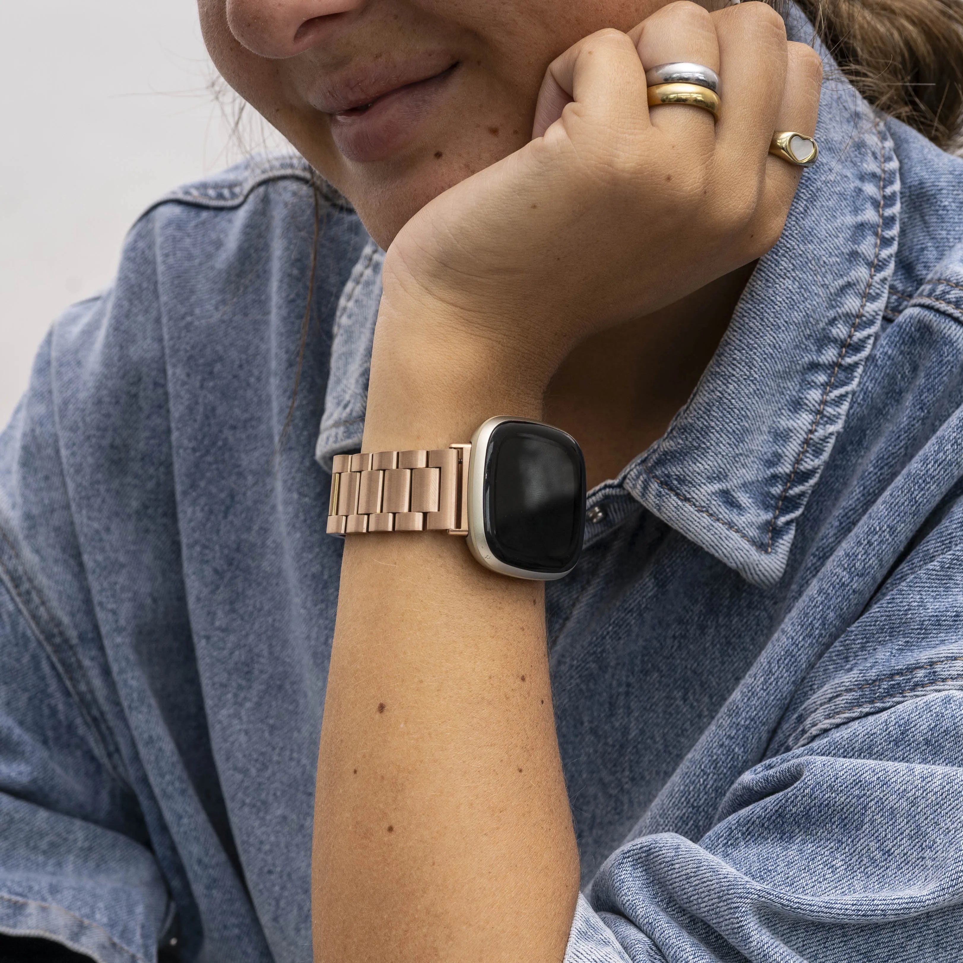 Fitbit Sense 2 Stahlarmband (Roségold)