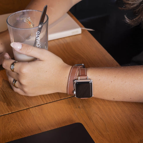Correa cuero Double Tour Apple Watch (marrón)