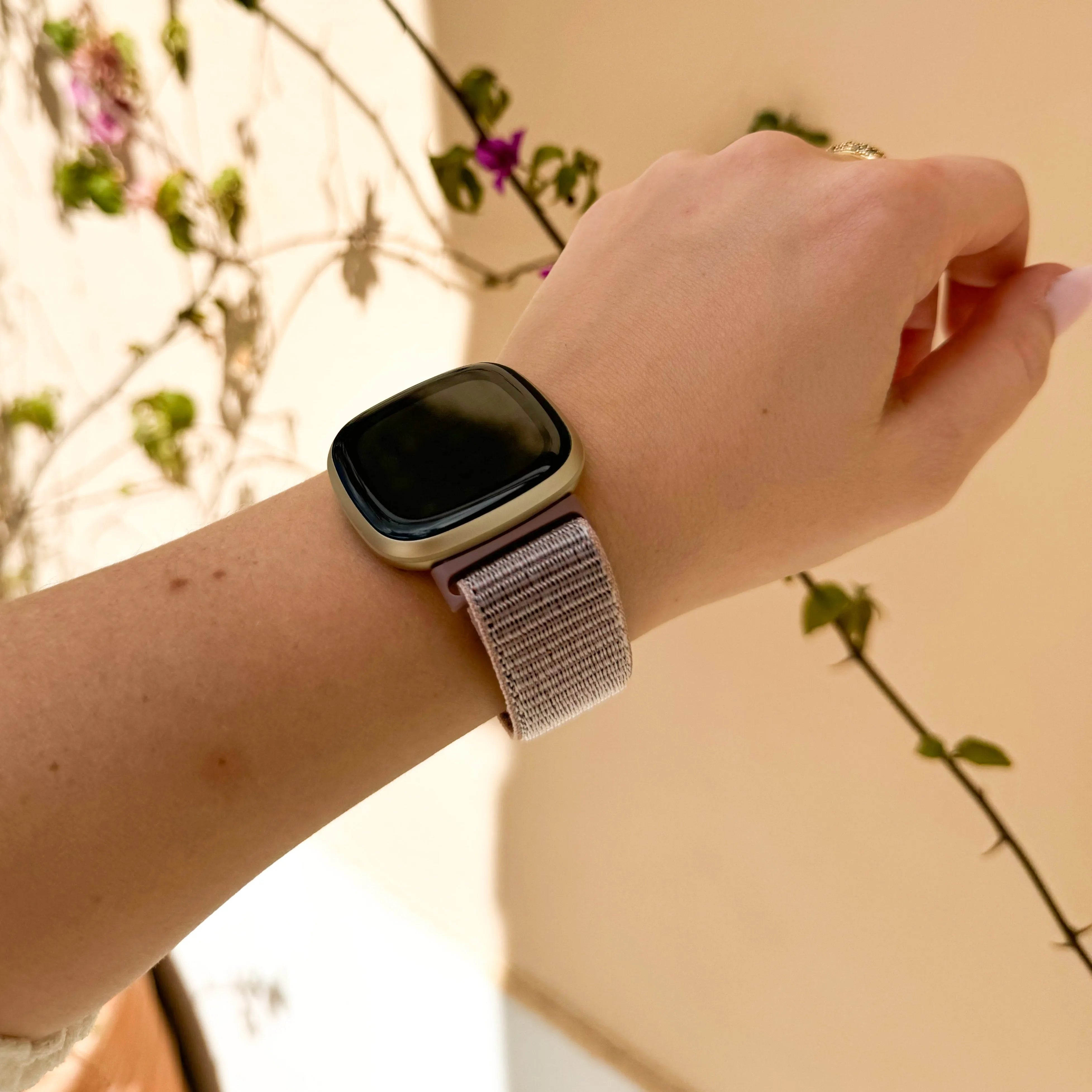 Fitbit Sense Nylon Strap (Grey/Pink)