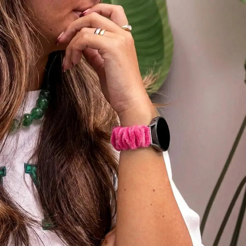 Apple Watch Scrunchie Armband (Glänzendes Rosa)