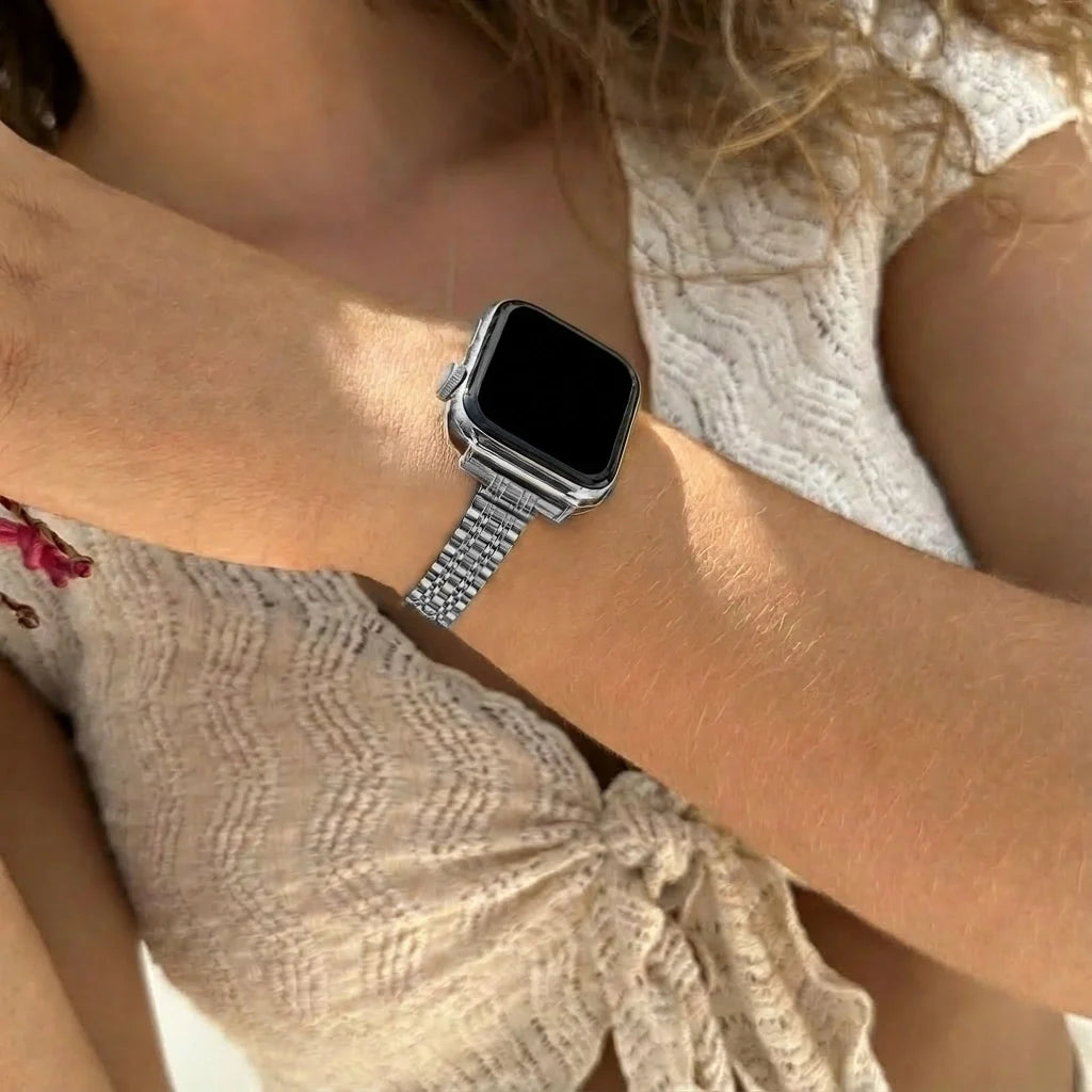 xoxo Wildhearts Correa acero 'slim' Apple Watch (plata)