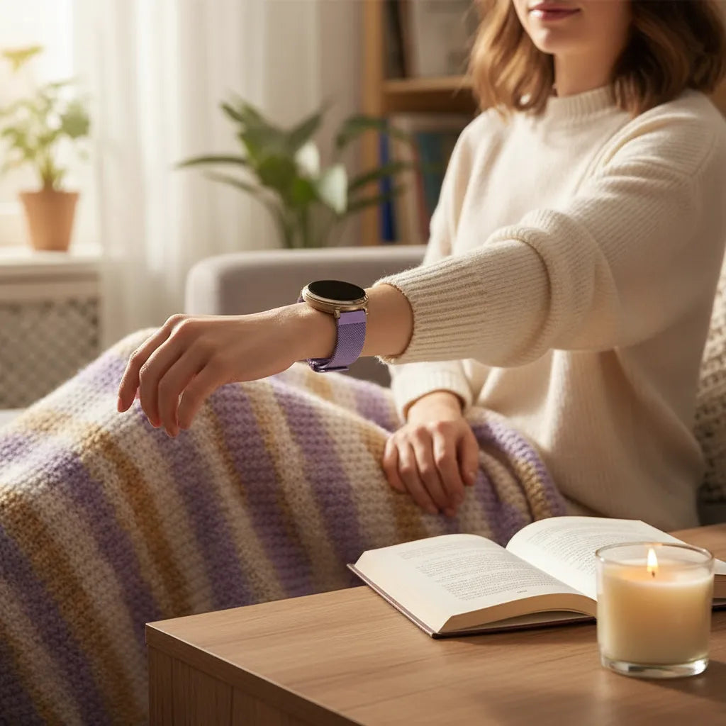 Bandz Pebble Round 2 - 14mm Milanese loop band (lichtpaars)