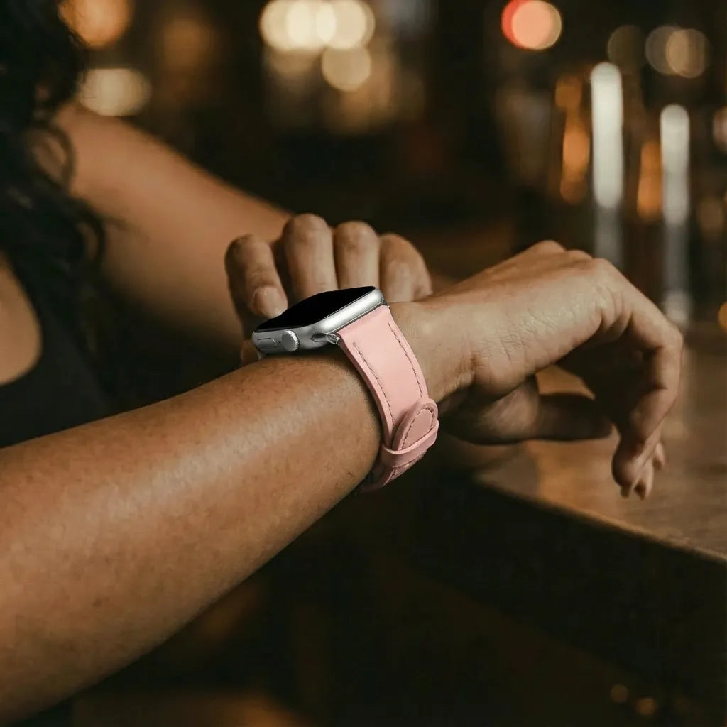Apple Watch Slimfit Lederarmband (Rosa)