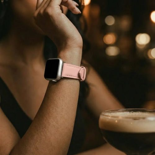 Apple Watch Slimfit Lederarmband (Rosa)