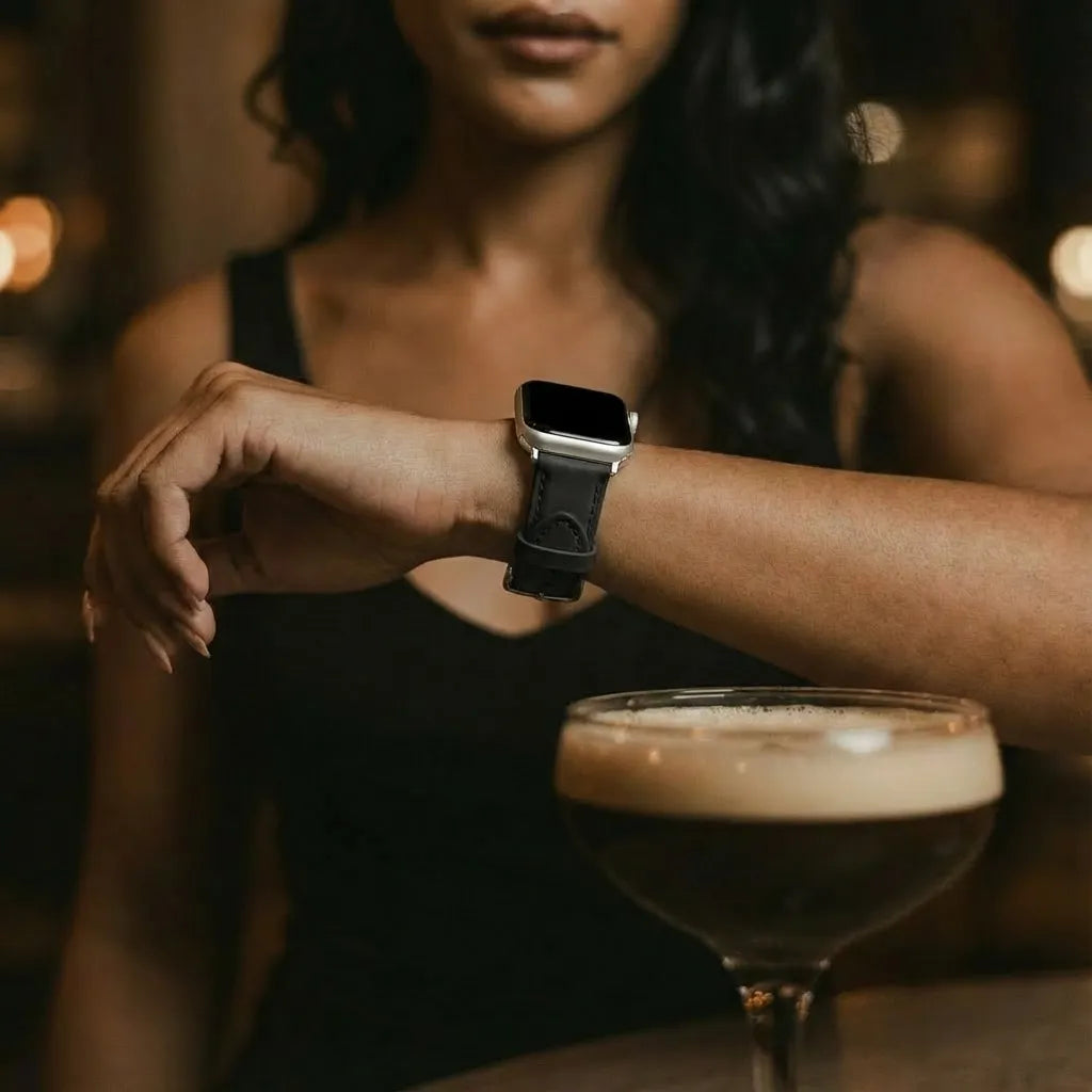 Apple Watch Slimfit Lederarmband (Schwarz)