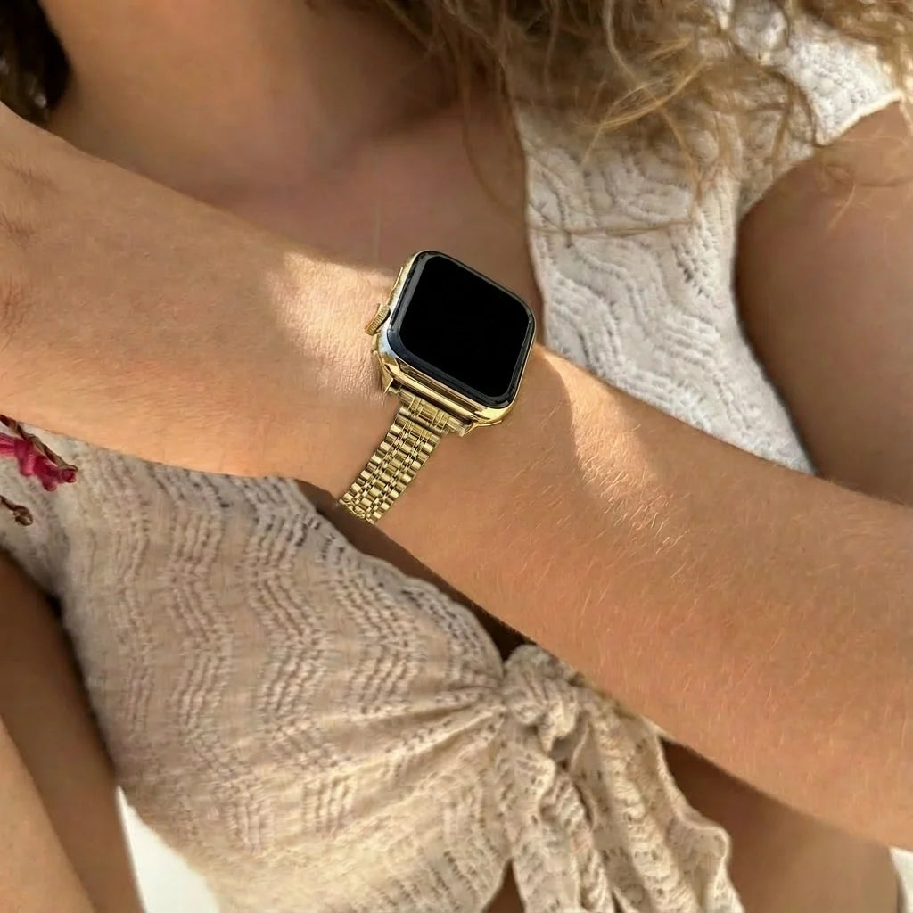 xoxo Wildhearts Bracelet acier 'slim' Apple Watch (or)