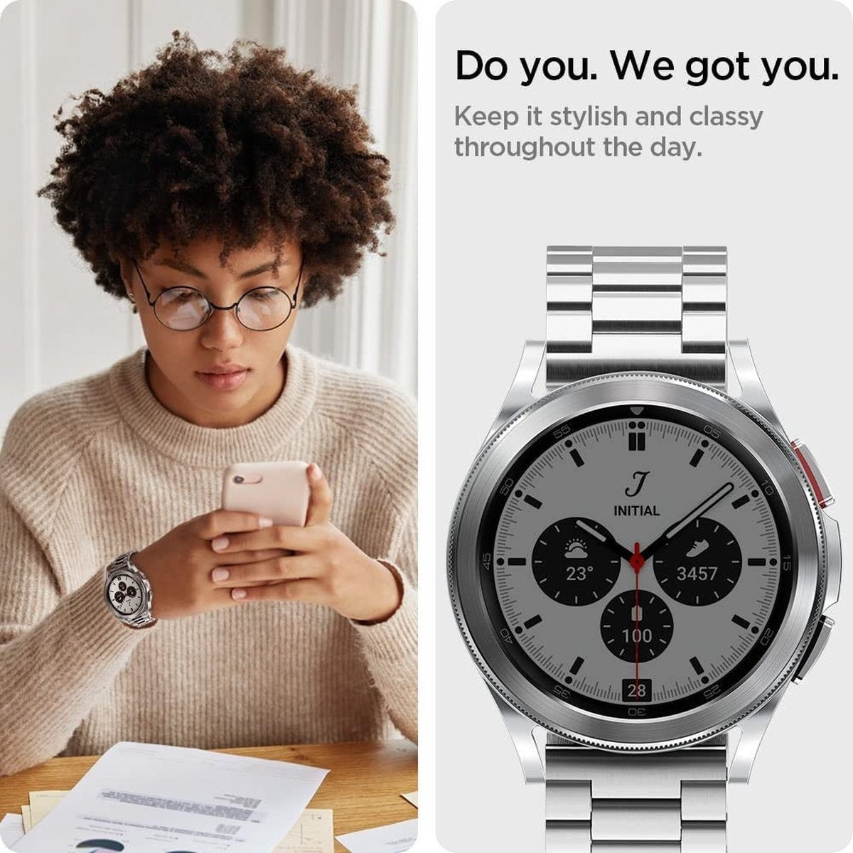 Spigen Samsung Galaxy Watch 4 44mm Steel Strap (Silver)