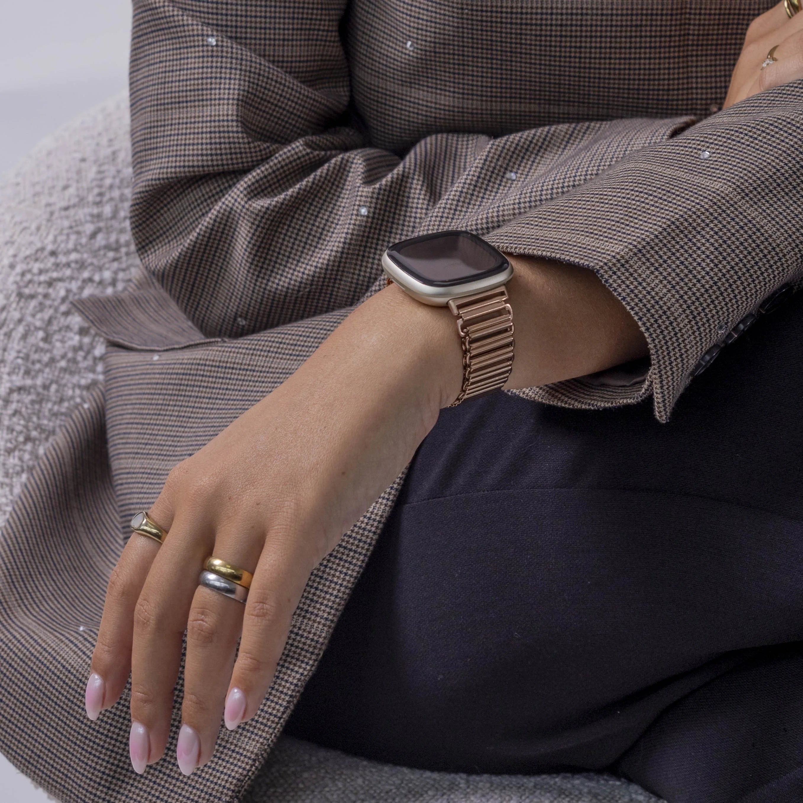 Fitbit Sense Stahl-Loop Armband (Roségold)
