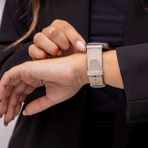 Bandz Bracelet cuir 'Deluxe' Samsung Galaxy Watch 8 - 40mm (beige clair)