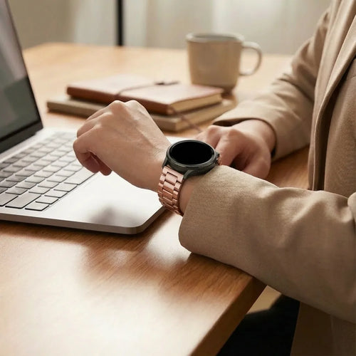 Bandz Garmin Vivomove 3 Steel Strap 'Classic' (Pink)