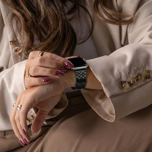 Bracelet acier poisson Apple Watch (noir)