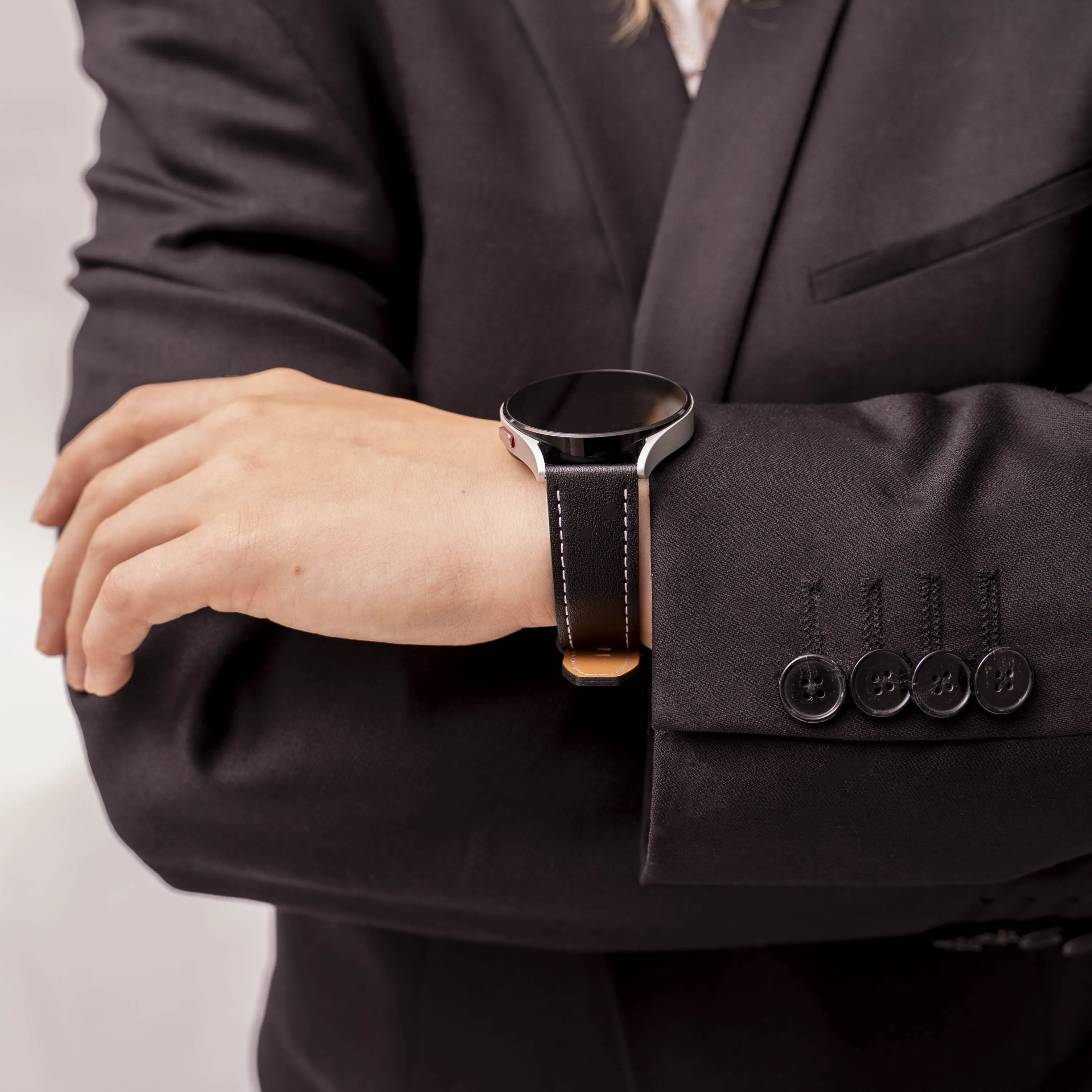 Amazfit GTS 4 'One Push' Leather Strap (Black)
